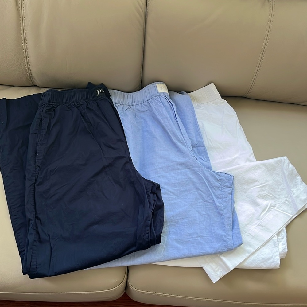 J Crew poplin cotton wide leg pajamas pants lot of 3